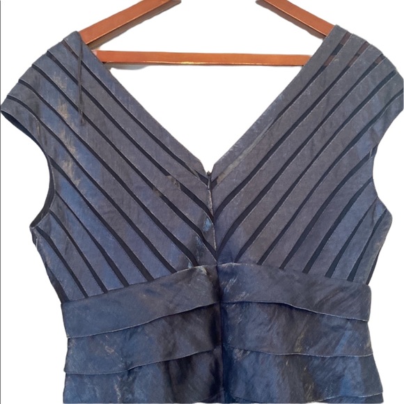 Adrianna Papell Steel Blue Petite Sleeveless Ruffled Dress - Picture 6 of 12